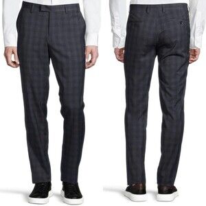 Soul Of London Dress Pants Trousers Size CAD 33R Plaid Blue NEW B34